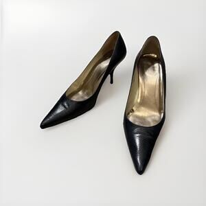 COACH LADIES BLACK LEATHER PUMPS HEELS STILETTOS SIZE 8.5B MADE IN ITALY VGC!